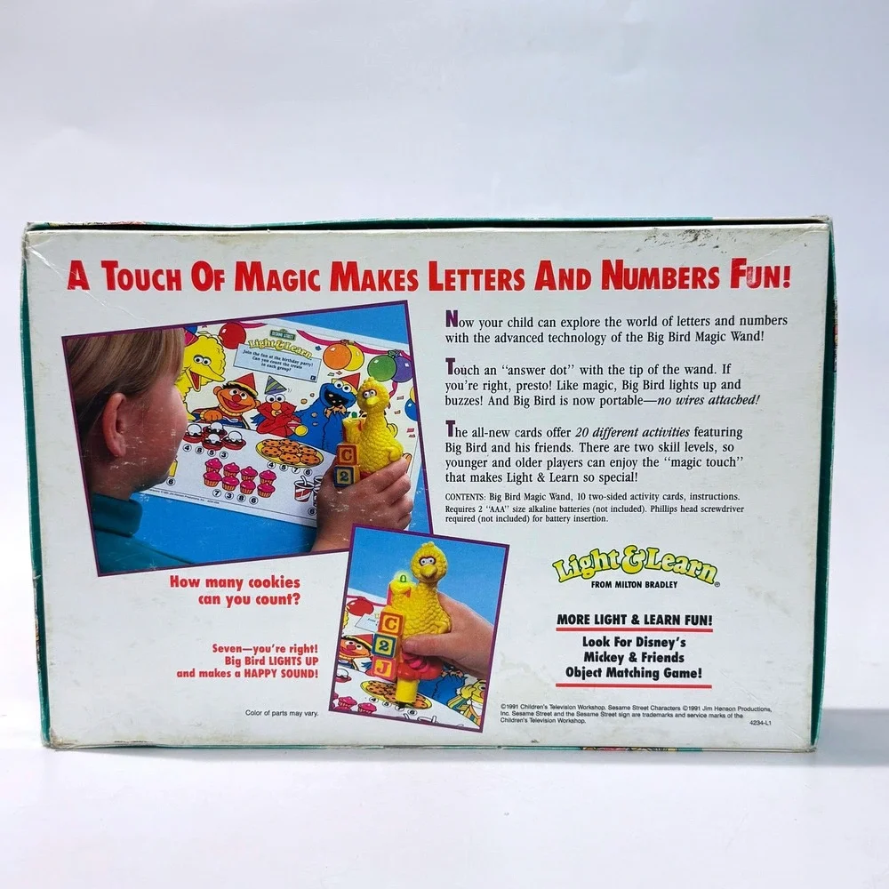 Vintage Sesame Street Light & Learn Letter & Number Game w‎ Magic Wand 1991 MB